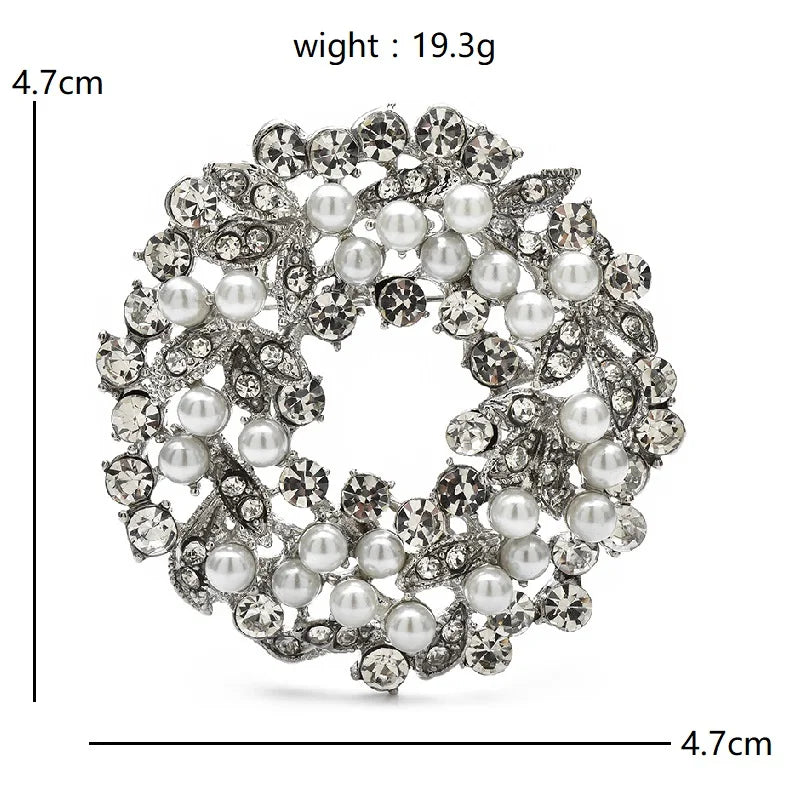PENDRA Wreathfleur Elegant Pearl Flower Wreath Brooch