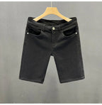 High-quality 2026 White Denim Shorts Men's Trendy Brand Korean Slim-fit Men's Black High-end Medium Pants Short Jeans for Men