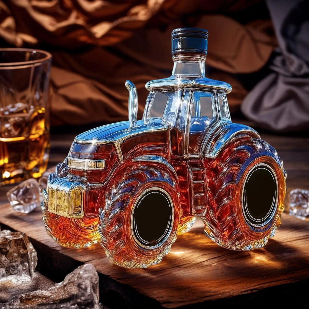 Liquor Decanter 300ml Tractor Design Drink Container Glass Whiskey Decanter Bottle for Brandy Bourbon Drinks Beverages Family