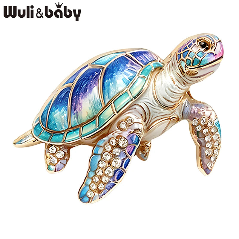 PENDRA Sea Turtle Rhinestone Brooch