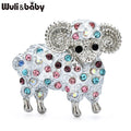 PENDRA Zodiacwool Multi-Color Rhinestone Goat Brooch