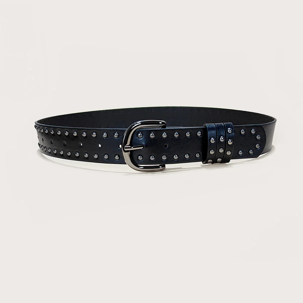 New Punk Belt For Women and Men tie-in Ladies' belt fashion personality Plus Size Rivet Belt Female senior black Jeans Waistband