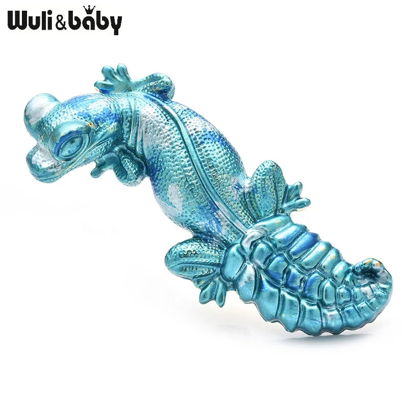 PENDRA Gecko Mosaic 5-Color Enamel Lizard Brooch