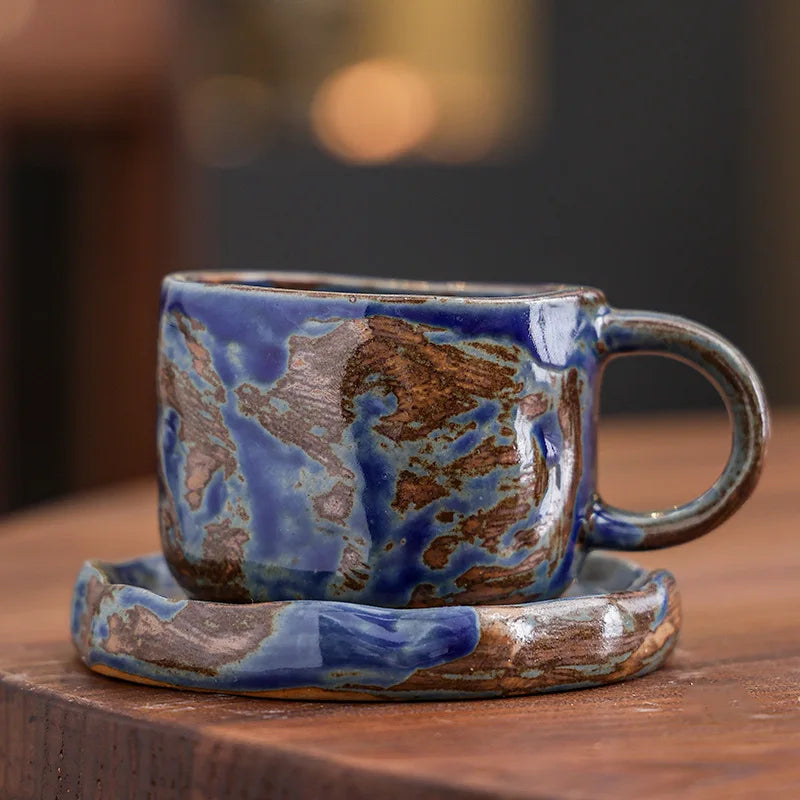 Retro kiln-changed ceramic coffee cup, Japanese handmade style ins style desktop coffee cup multi-color optional