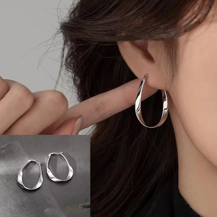 VENTFILLE 925 Sterling Silver Diamond Studded Hoop Earrings for Women Ear Buckle Circle Trendy Jewelry Gift Dropshipping