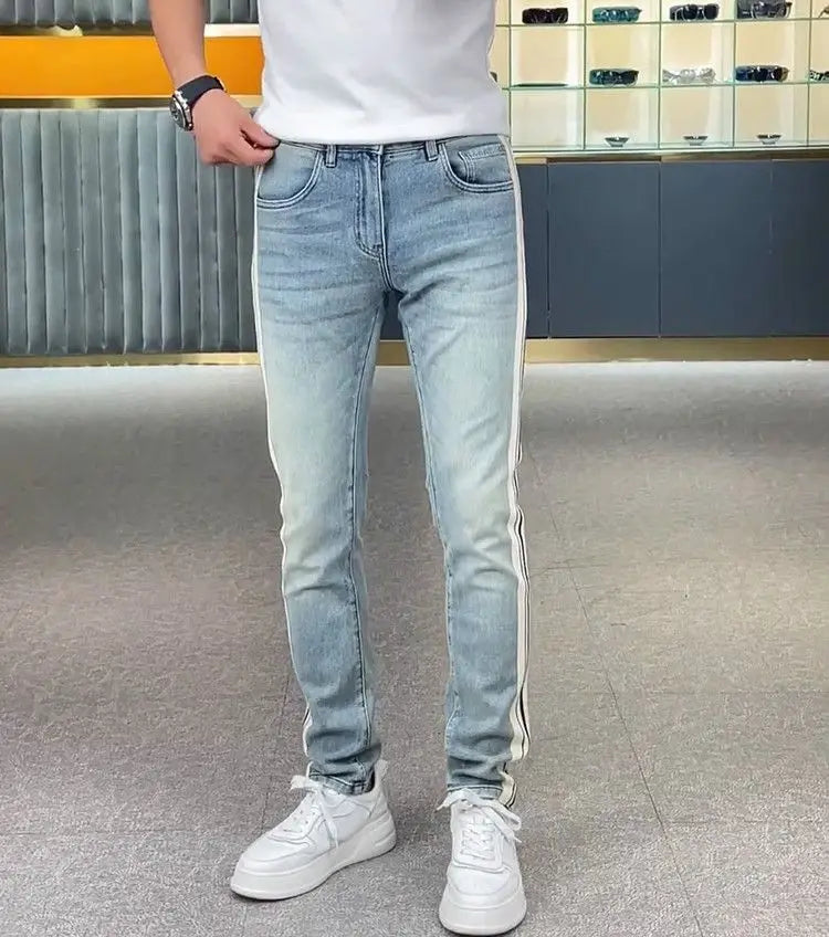 PENDRA Striped Spliced Pants