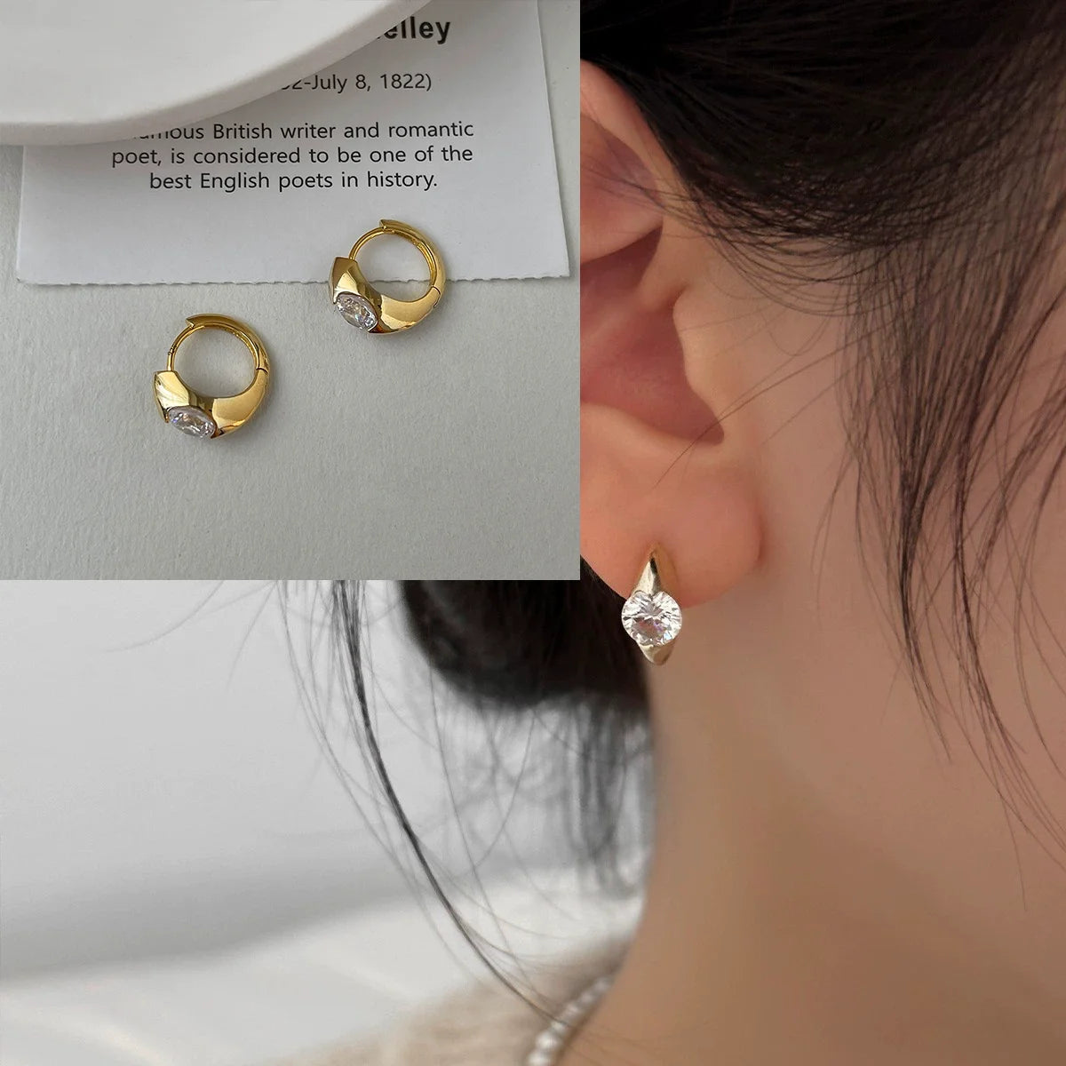 VENTFILLE 925 Sterling Silver Diamond Studded Hoop Earrings for Women Ear Buckle Circle Trendy Jewelry Gift Dropshipping