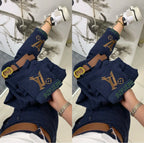 PENDRA Letter Embroidery High Waist Straight Jeans