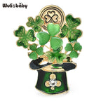 PENDRA Shamrocka Opal Shamrock Leaf Brooch