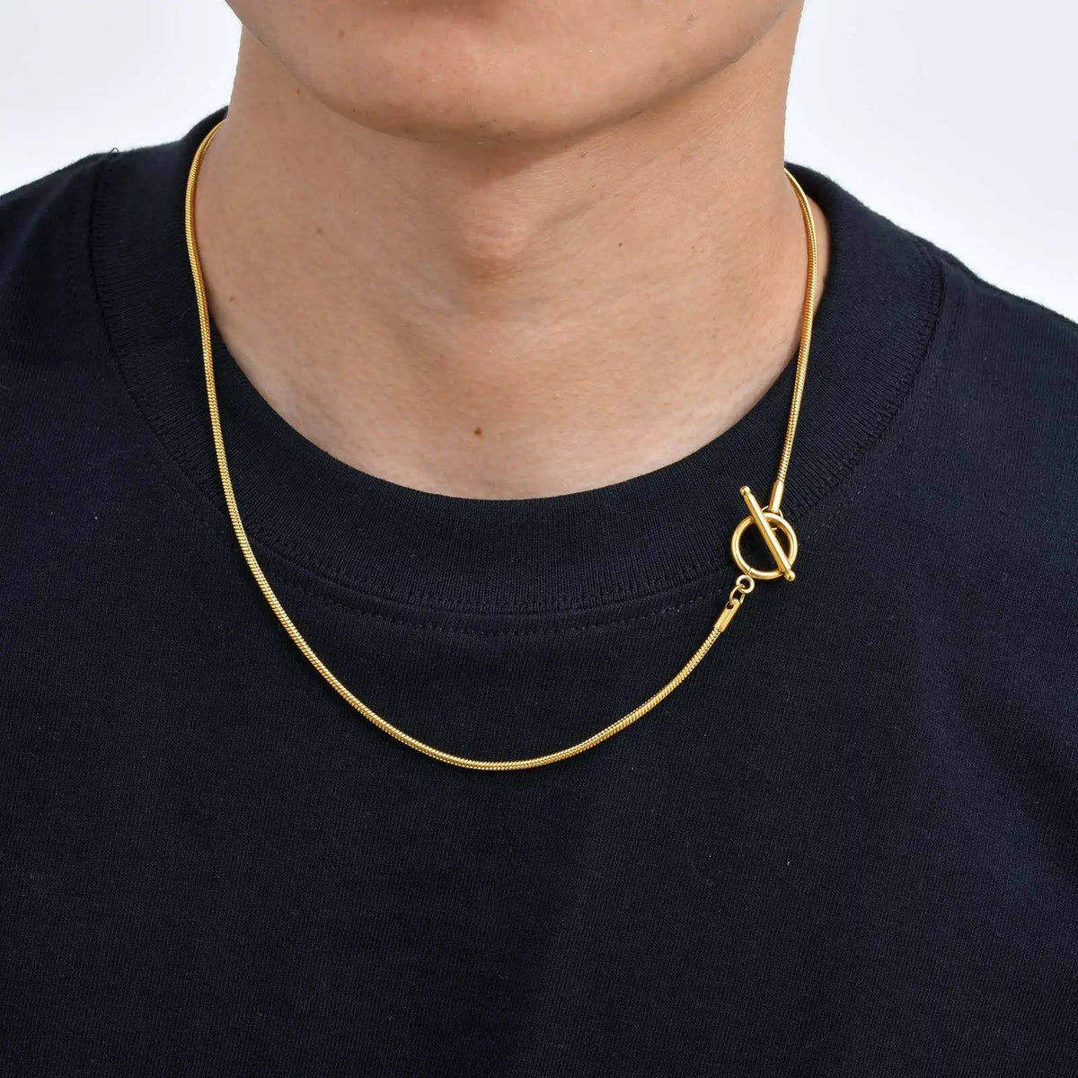 2mm Classic Round Snake Chain Necklace for Men Boys,50cm Toggle Chain Link Collar,Simple Easy Clasps Chains