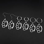 Brass Knuckles Dangle Earrings Punk Gothic Stainless Steel Earring Rivet Spike Hook Style For Edgy Streetwear Jewelry Gifts