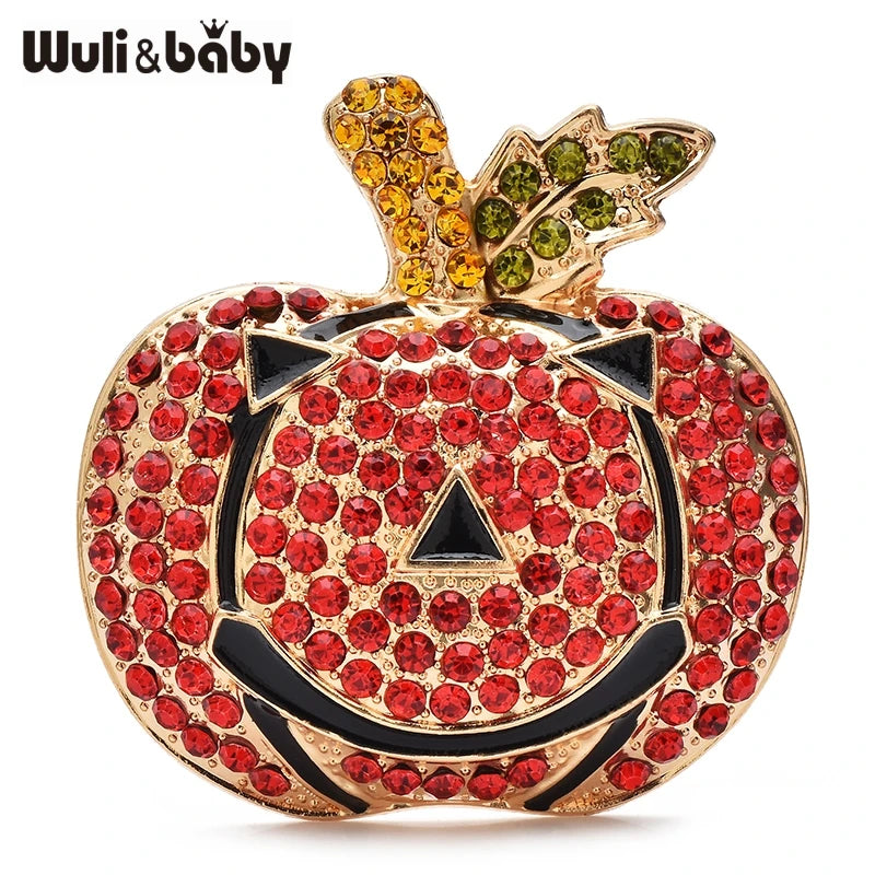 PENDRA Pumpkelle Vintage Rhinestone Pumpkin Brooch