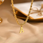 Initials Necklace for Men Boys,Stainless Steel A-Z 26 Letters Pendant with Twisted Rope Chain Cuban Chain Gift,50CM/19.5"