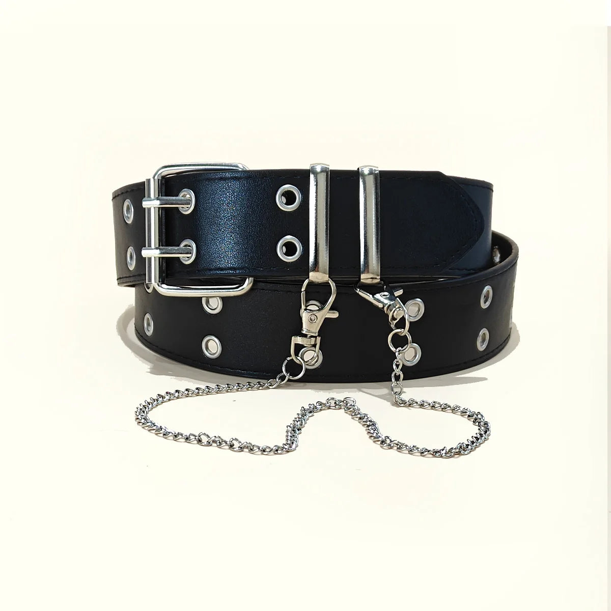 Star Eye Rivet Belt Gothic Style Double Pin Buckle Man/woman Fashion Casual Punk Style Pu Leather Waistband for Jeans Y2K Belt