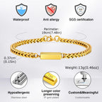 Papa Bracelet for Men Boys,21cm Waterproof Stainless Steel Franco Chain Links Wristband,Stylish Father's Day Gift