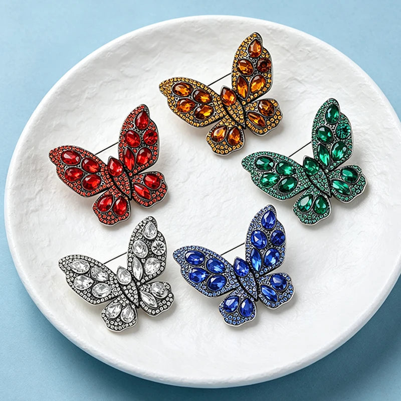 PENDRA Sparkling Butterfly Rhinestone Brooch