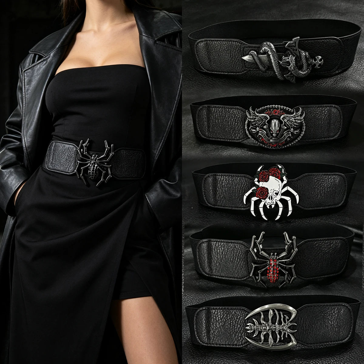 PENDRA Irisene Black Gothic Elastic Corset Belt