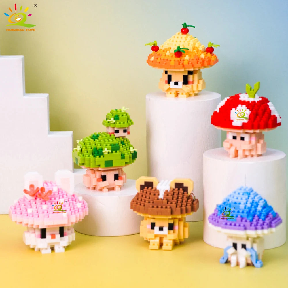 PENDRA Cartoon Mushroom Micro Building Set