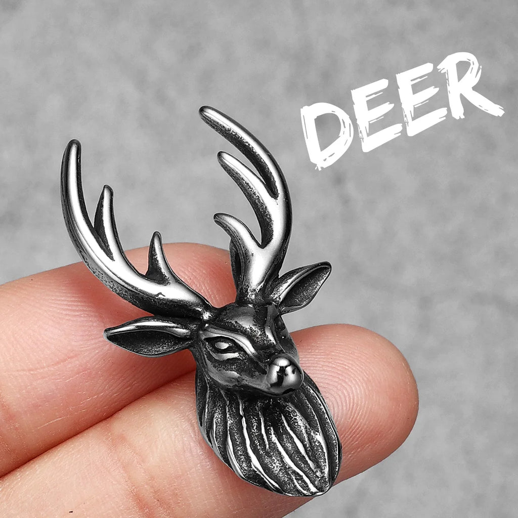 PENDRA Stag Elk Antler Steel Necklace