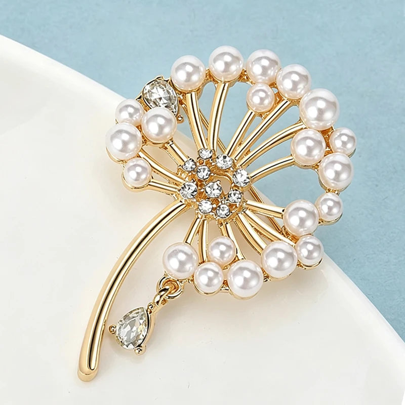 PENDRA Dandeline Elegant Pearl Dandelion Brooch