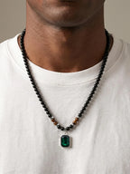 PENDRA Tiger Square Beaded Necklace
