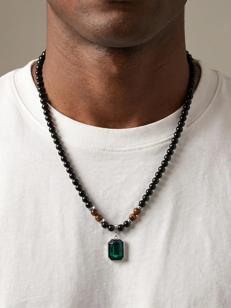 PENDRA Tiger Square Beaded Necklace