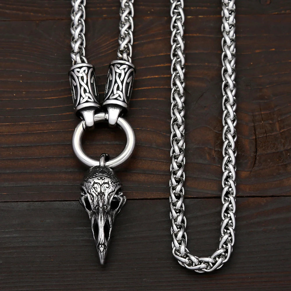 PENDRA Odinskull Nordic Odin Crow Skull Necklace
