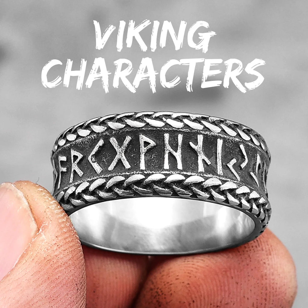PENDRA Nordic Characters Boyfriend Steel Ring