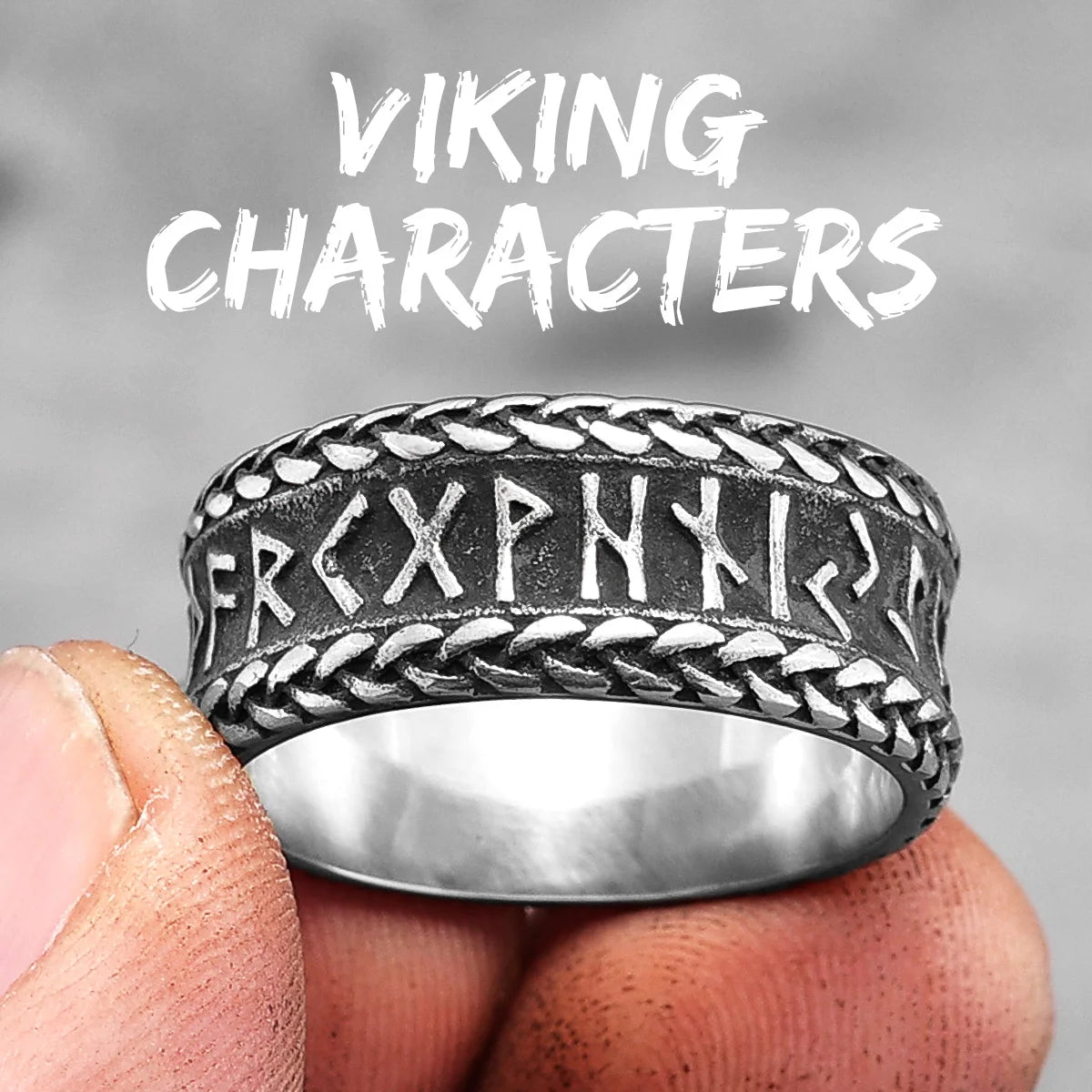 PENDRA Nordic Characters Boyfriend Steel Ring