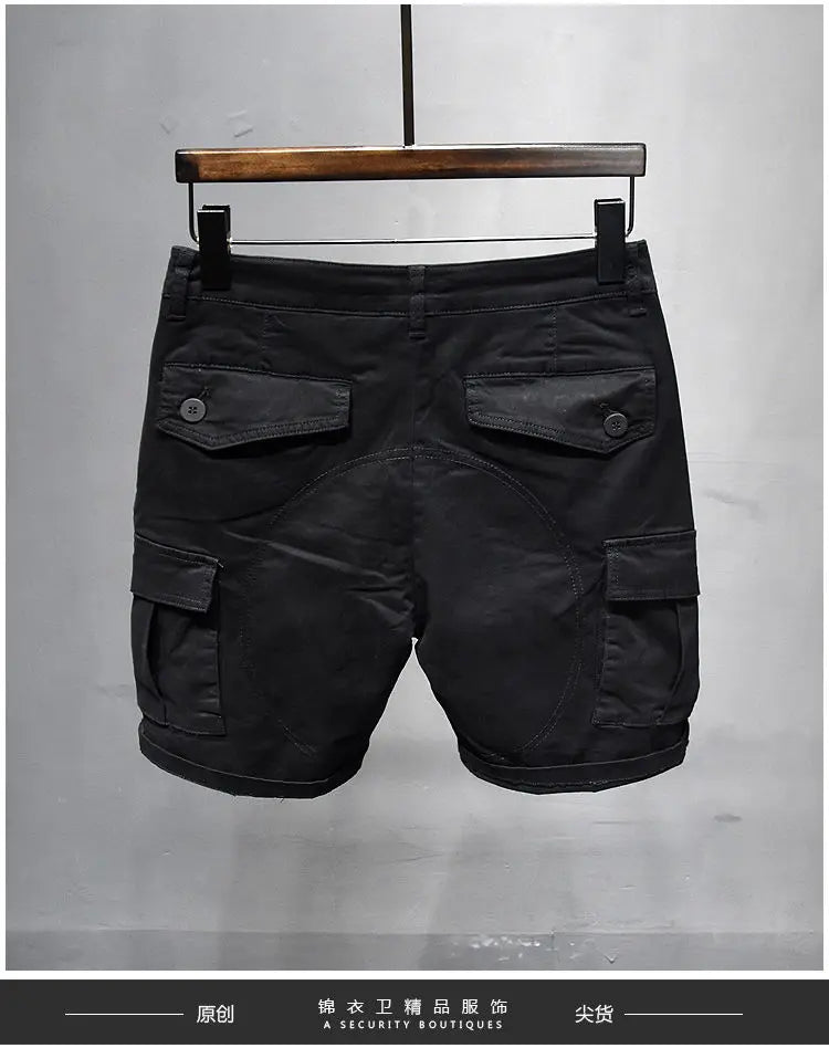 Korean Washed Luxury Men's Slim Jeans Designer Denim Short Pants for Summer Boyfriend Stretch Straight White Cargo Cotton Shorts