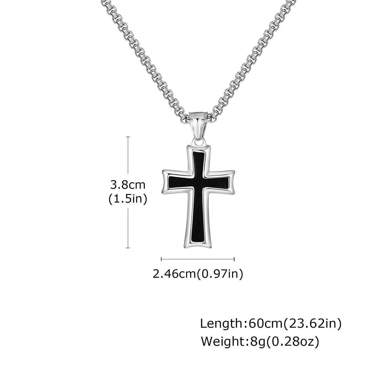 Stylish Men's Cross Necklace,Stainless Steel Silver Color Cross Pendant Necklace,Christian Religious Faith Easter Jewelry Gift