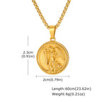 Saint Michael Archangel Pendant Necklace for Men,Stainless Steel Round Medal Neckalce,Religious Amulet Jewelry Gift