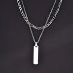 2pcs Vertical Layer Necklaces for Men Boys,Wateproof Stainless Steel Cuban Chain Collar,Stylish Men's Sweater Chain
