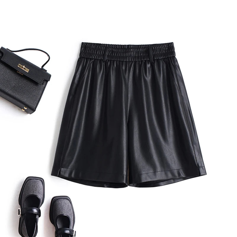 PENDRA Full Leather Wide Leg Shorts