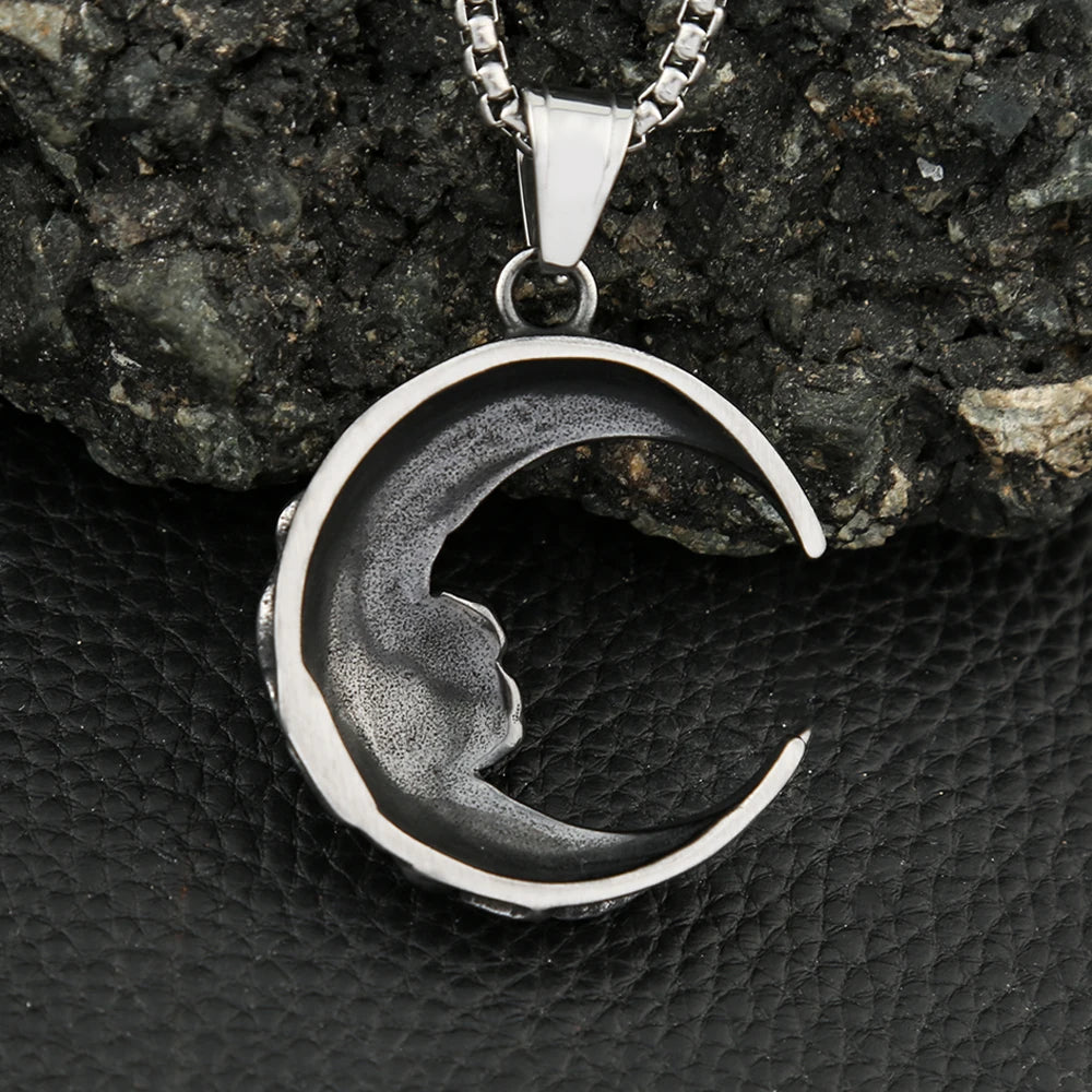 PENDRA Moonnight Stainless Steel Moon and Night Pendant
