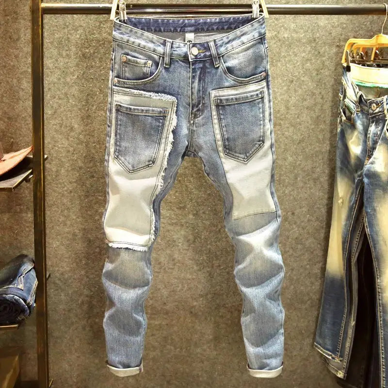 Spring Summer New Vintage Casual Slimming Straight-Leg Pants Washed Loose Micro-Cone Workwear Jeans for Men Man Clothes