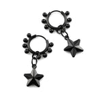 Punk Black Moon Star Hoop Earrings Gothic Crescent Dangle Stainless Steel Beaded Drop Earrings Men Women Hip Hop Jewelry Gifts