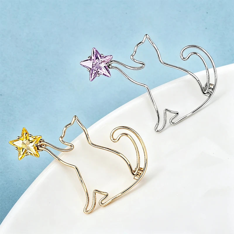 PENDRA Starlit Crystal Cat Brooch