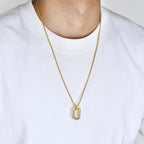 PENDRA Square Geometric Hollow Pendant Necklace