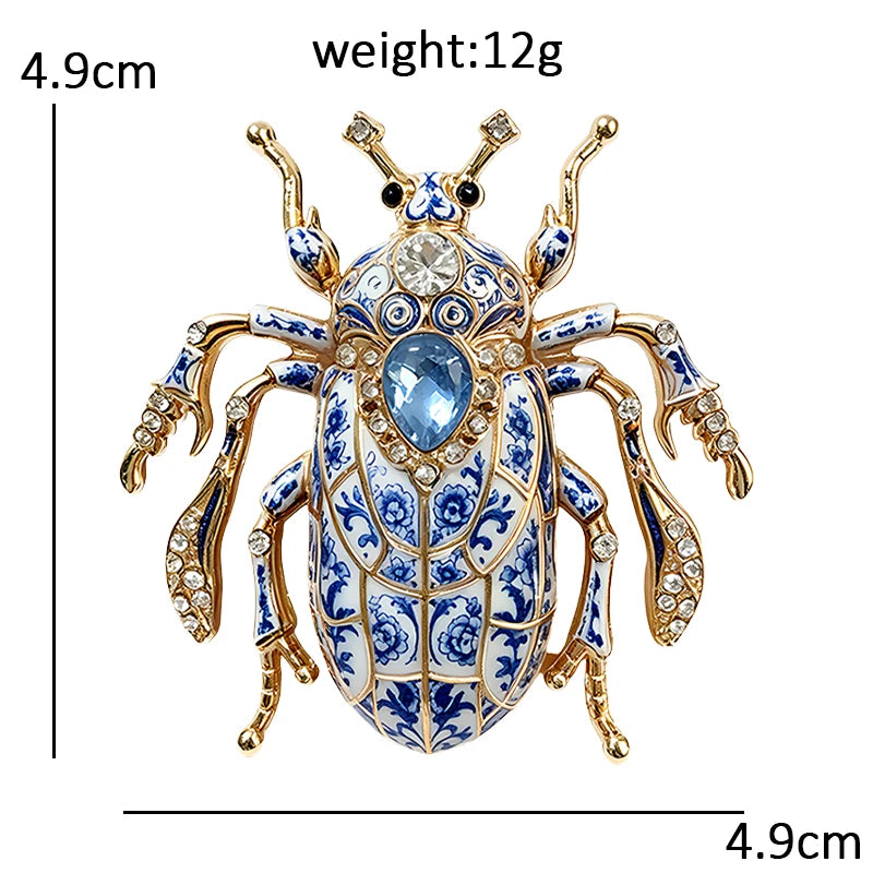 PENDRA Blue-and-white Insects Brooch