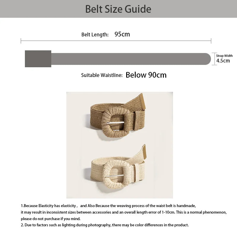 PENDRA Rheaina Straw Square Buckle Boho Belt