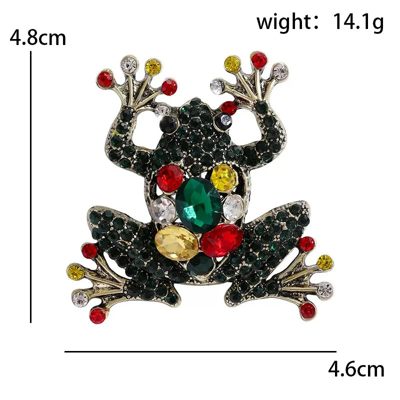 PENDRA Mossfrog Alloy Rhinestone Frog Brooch