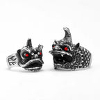 Chinese Lion Dance Unique Men Rings Stainless Steel Retro Punk Stylish Women Jewelry Fashion Accessories Gift Wholesale