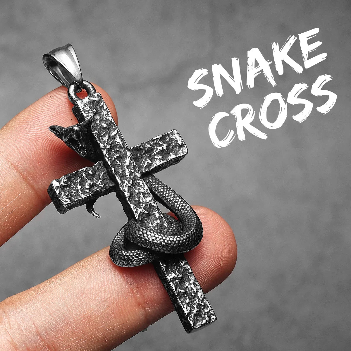 PENDRA Cobra Cross Snake Steel Necklace