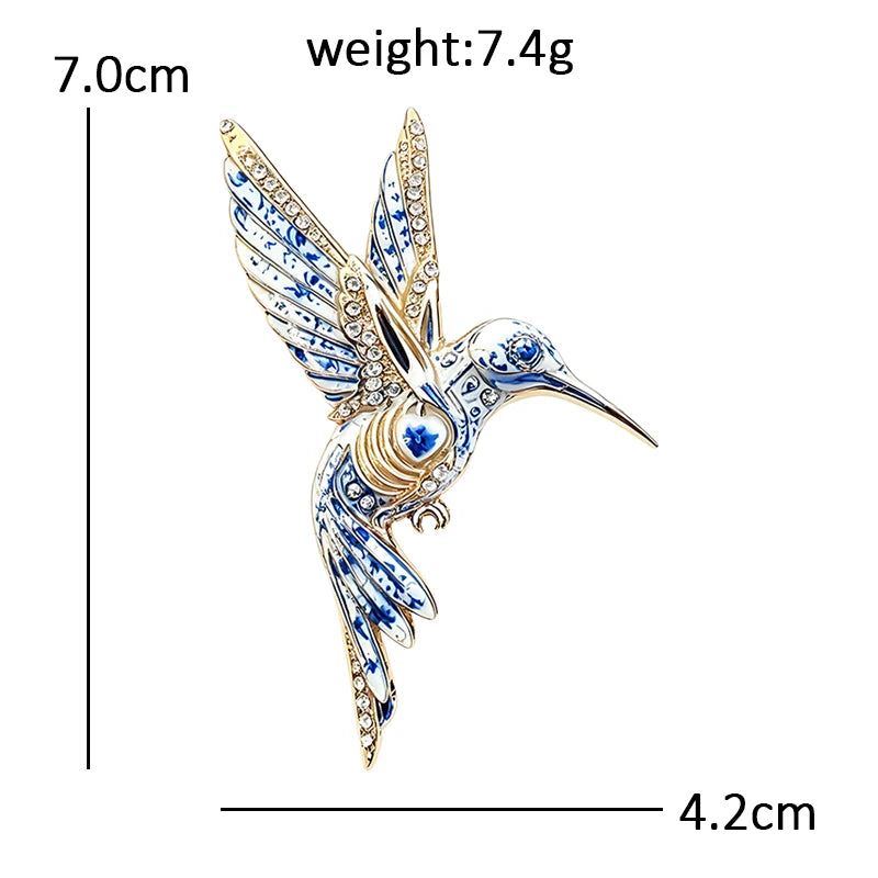 PENDRA Gemwing Rhinestone Hummingbird Brooch