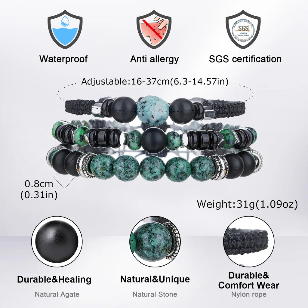 Ethnic Bead Bracelet for Men Boys,Layered African Pine Bead Wristband,Punk Jewelry Gift