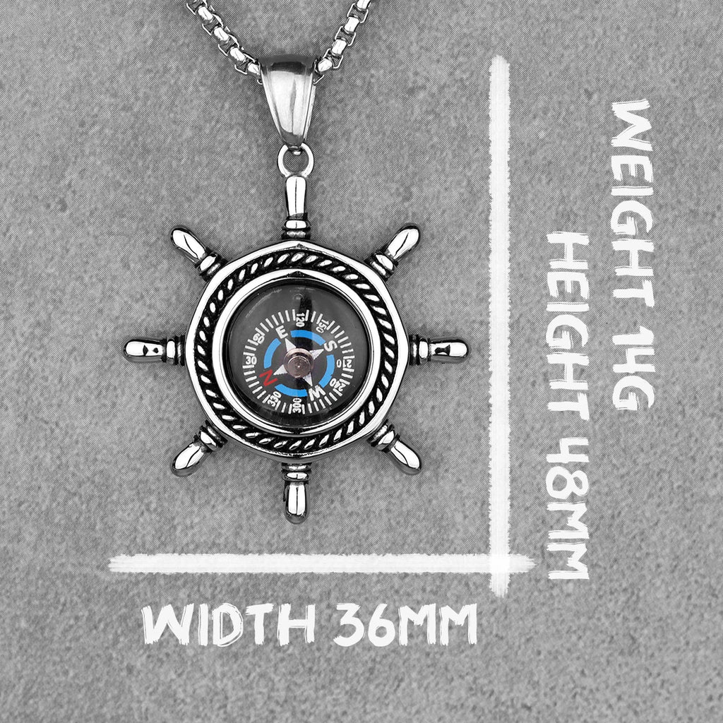 PENDRA Rudder Compass Steel Necklace