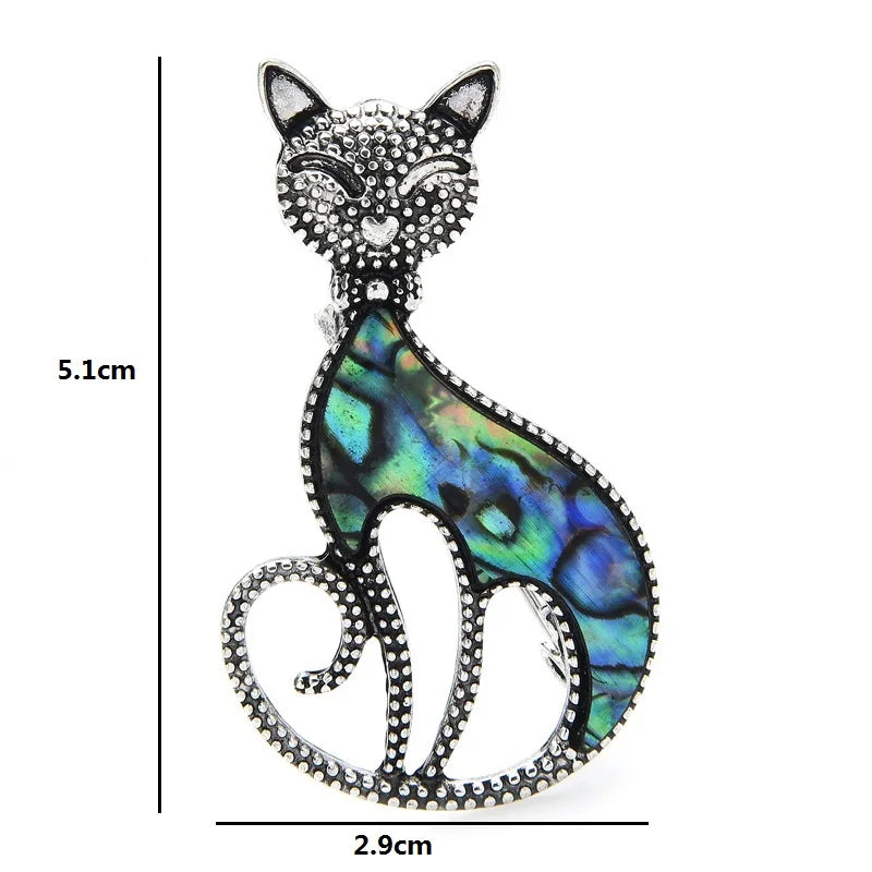 PENDRA Smiling Cat Natural Shell Brooch