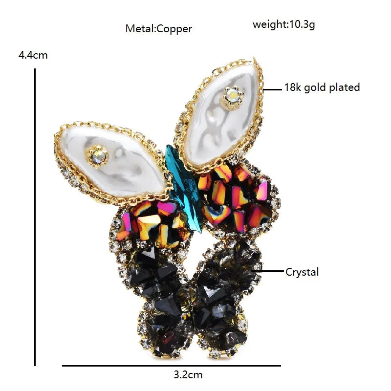Wuli&baby Handmade Crystal Butterfly Brooches Pins For Women Unisex 2-color Beautiful Insects Office Brooch Gifts