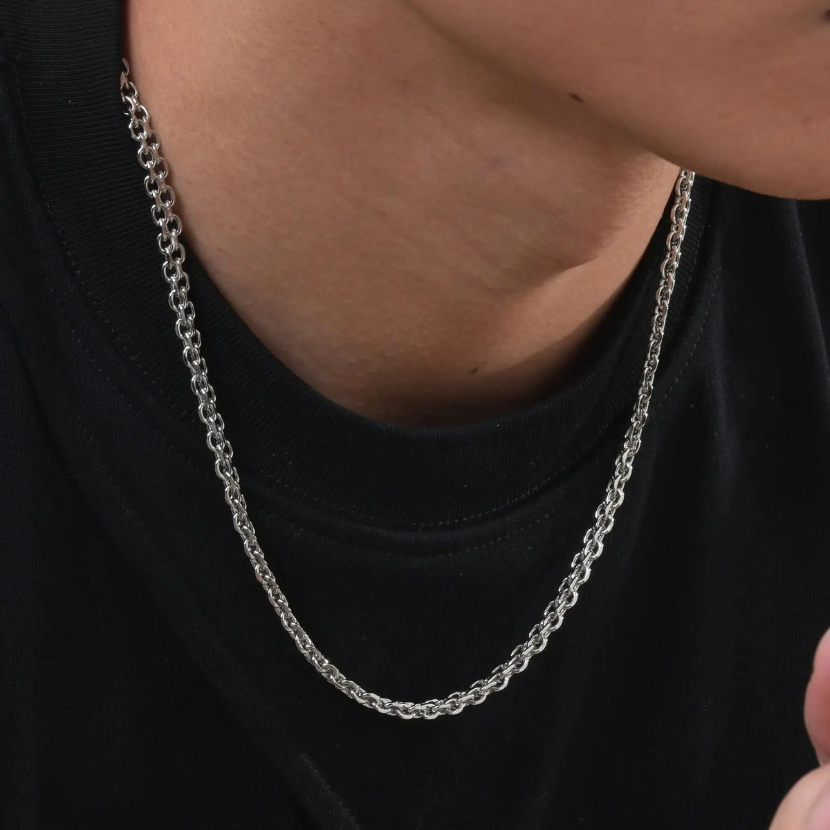 Minimalist Chain Links Necklaces for Men Boys,5MM Stainless Steel Double-Layer Rolo Links Collars,Classic Jewelry Gifts